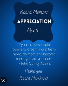 Decorative Board Appreciation Month web graphic for Macomb Montessori Academy